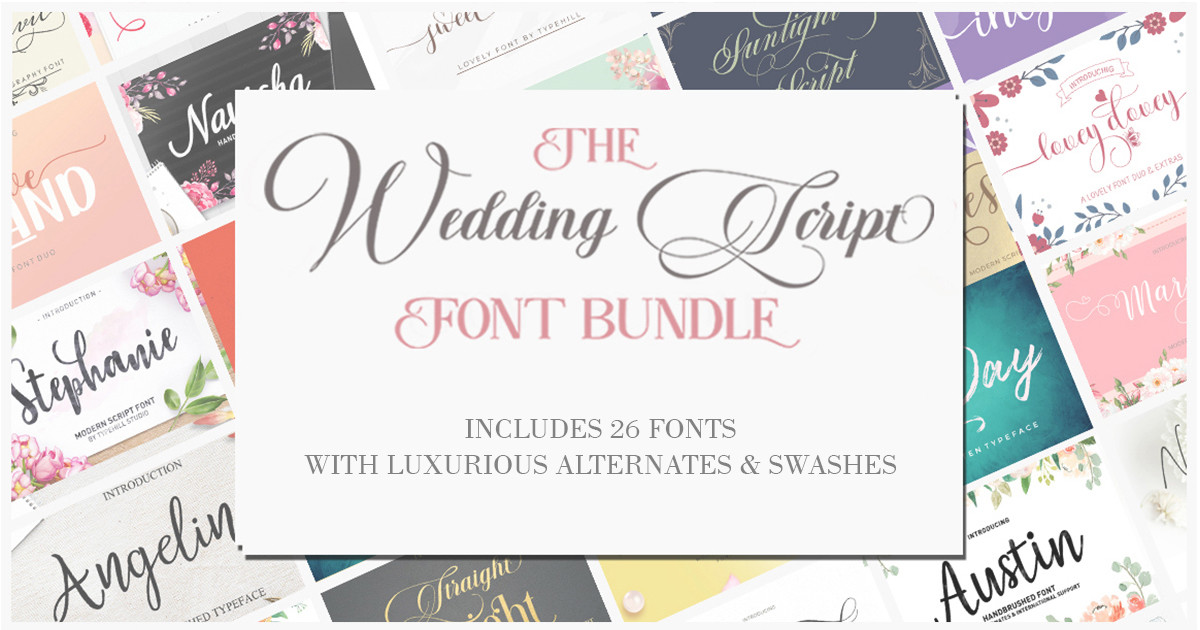 The Wedding Script Font Bundle + Wedding & Crafty Font Bundle — wedding font preview
